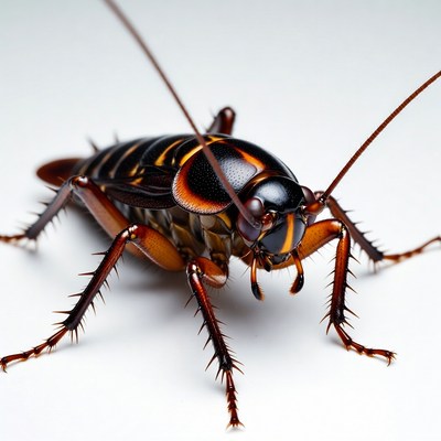 Black-striped Cockroach on White Background