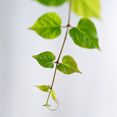 Fresh green leaves on stem