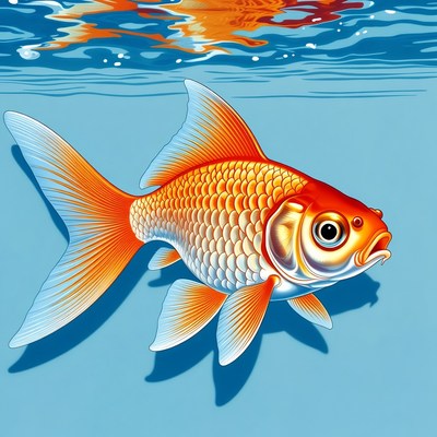 Golden Goldfish Underwater
