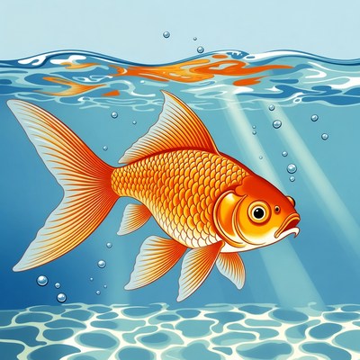 Goldfish swimming underwater illustration