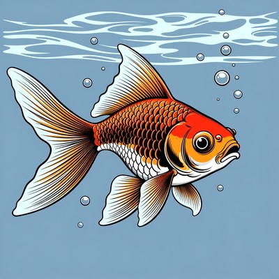 Goldfish swimming underwater illustration