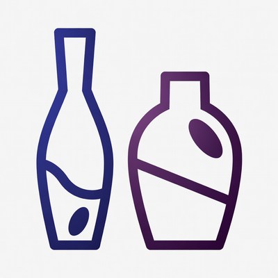 Blue and Purple Olive Oil Bottles