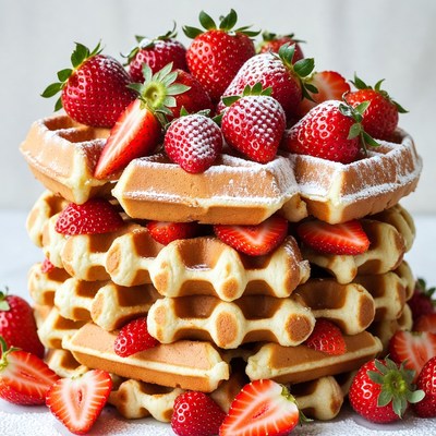Waffle Stack with Strawberries