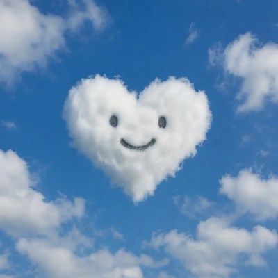 Smiling Heart Cloud in Blue Sky