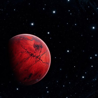 Red Planet in Starry Space