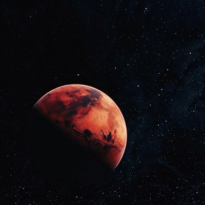 Mars Planet in Starry Space