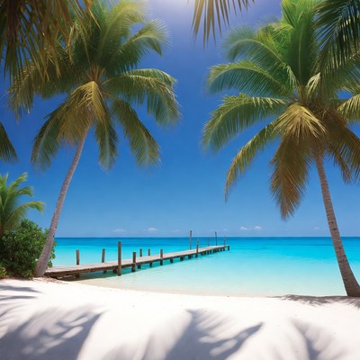 Wooden pier on tropical beach
