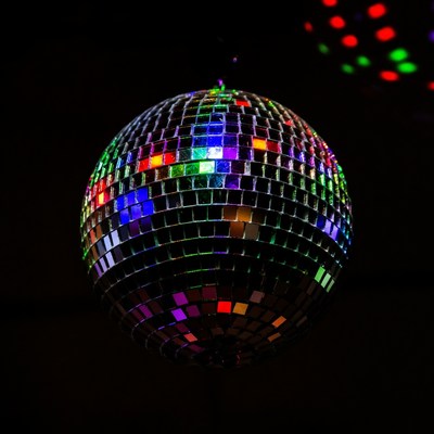 Shiny Disco Ball with Colored Lights
