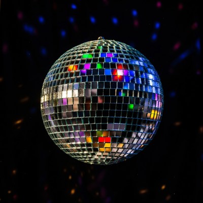 Shiny Disco Ball on Black Background