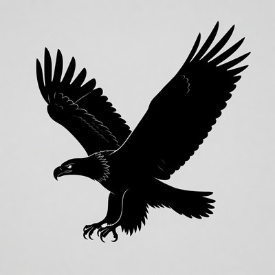 Bald eagle flying silhouette