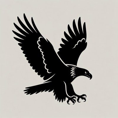 Bald eagle flying silhouette