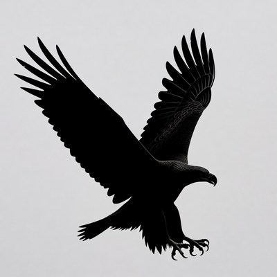Bald eagle silhouette flying