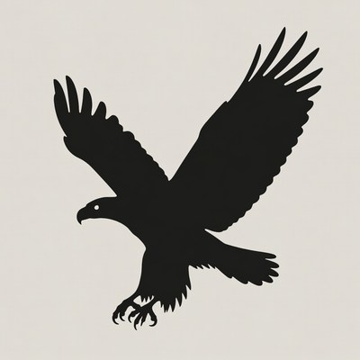 Silhouette of Eagle with Wings Spread