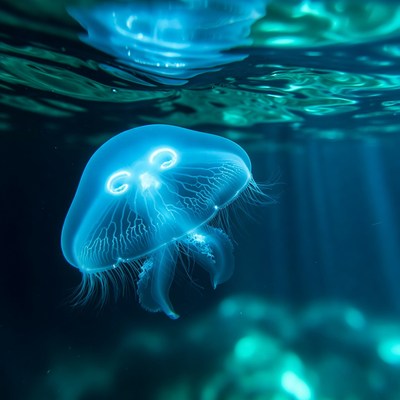 Glowing Jellyfish Underwater