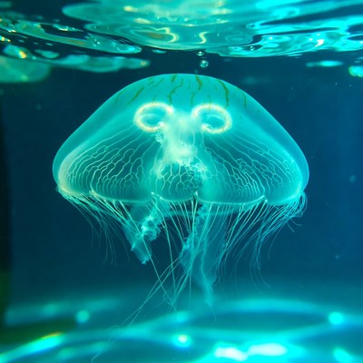 Glowing Jellyfish Underwater