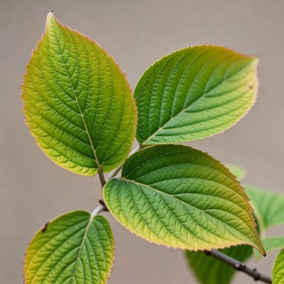 Green leaves with orange edges