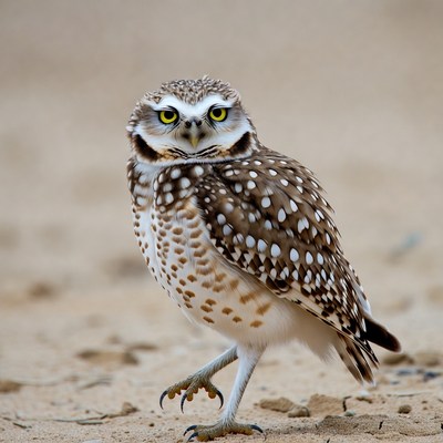 Burrowing Owl Standing on Sand