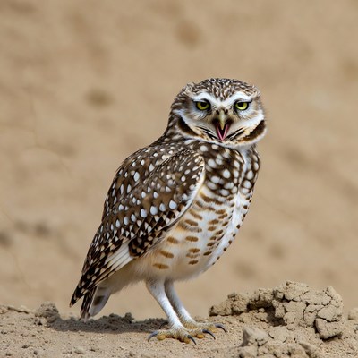 Burrowing Owl Standing on Sandy Ground