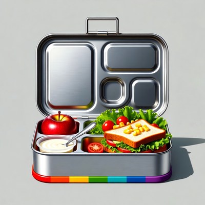 Open Bento Lunch Box with Sandwich