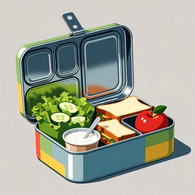 Open Bento Lunch Box with Sandwich