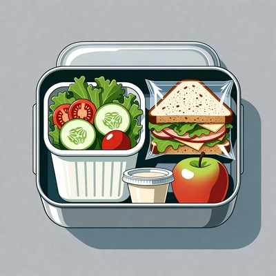 Healthy Lunchbox with Sandwich and Apple