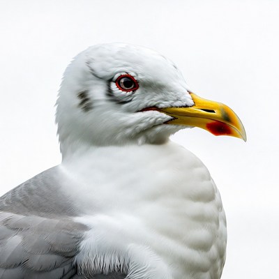 White seagull with red eye