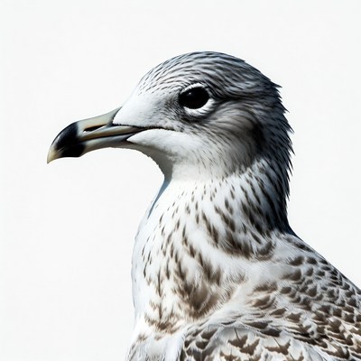 Seagull profile on white background