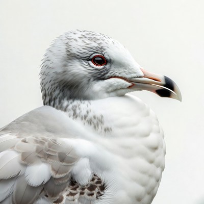 Closeup of white gull bird
