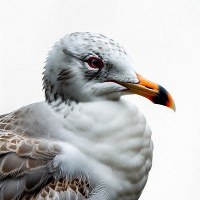 Closeup seagull with orange beak