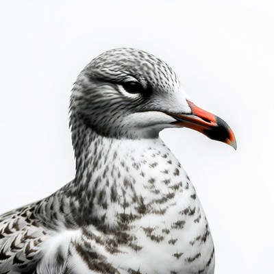 Gray gull with orange beak