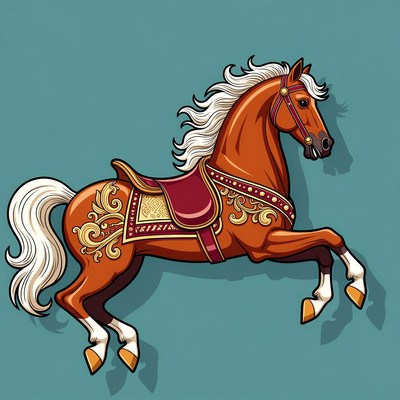 Galloping Horse with Ornate Saddle