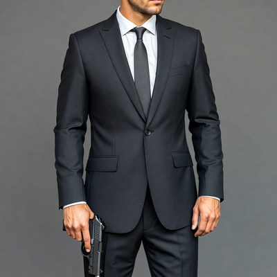 Man in suit holding gun