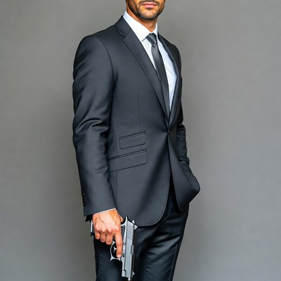 Man in suit holding gun