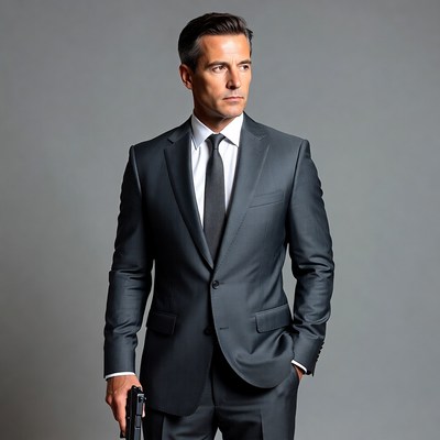 Man in suit holding gun