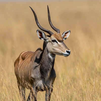 Kudu standing in dry grass
