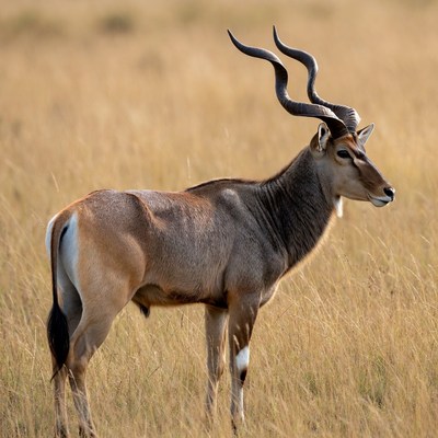 Kudu standing in dry grass