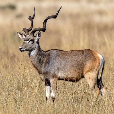 Kudu standing in dry grass