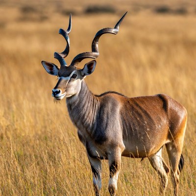 Kudu standing in dry grass