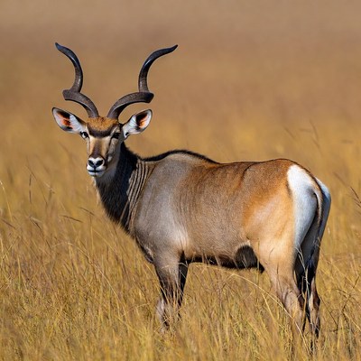 Eland antelope standing in savanna grass