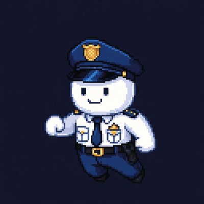 Cartoon police officer running