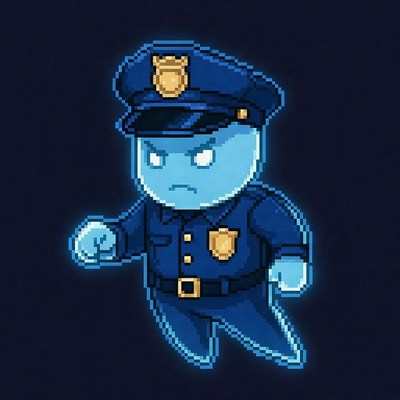 Angry Ghost Police Officer Pixel Art