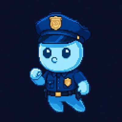 Cartoon Blue Police Officer
