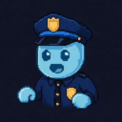 Cartoon cop with surprised expression