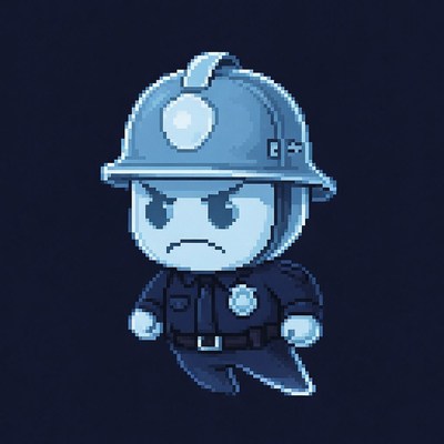 Angry Ghost Firefighter Pixel Art