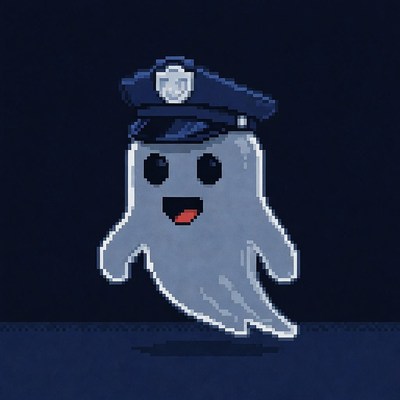 Pixel ghost cop with hat