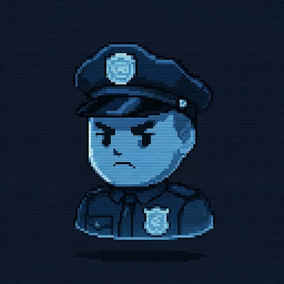 Angry Pixel Art Police Officer