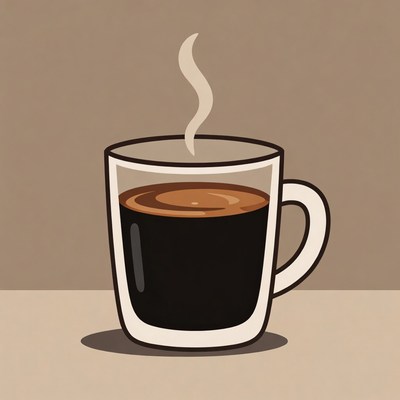 Steaming Hot Coffee in Glass Mug