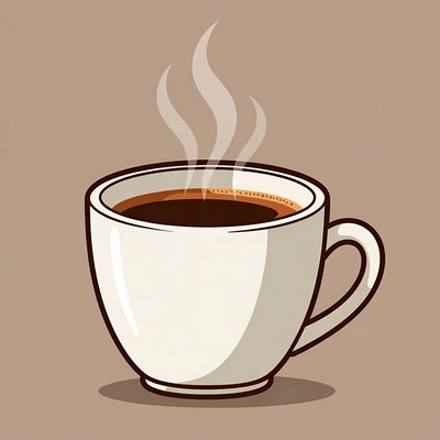 Steaming hot coffee cup