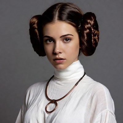 Woman with Princess Leia buns