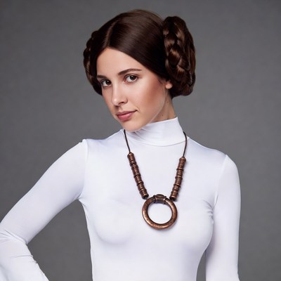 Woman in Princess Leia hairstyle